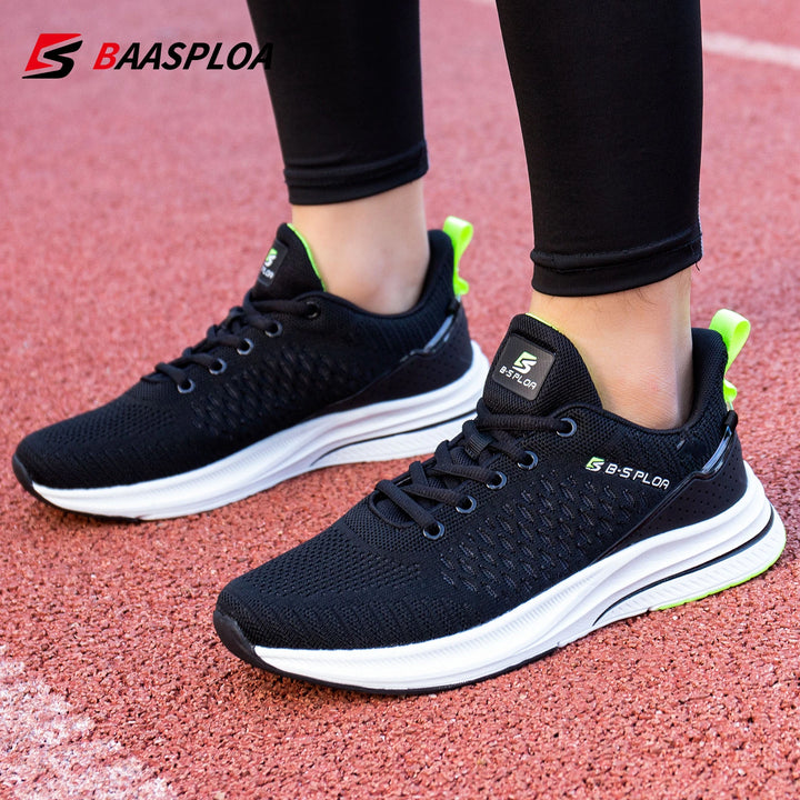 Baasploa New Men Knit Casual Walking Shoes Breathable Trendy Sneakers Original Lightweight Shock Absorption Male Tennis Shoes
