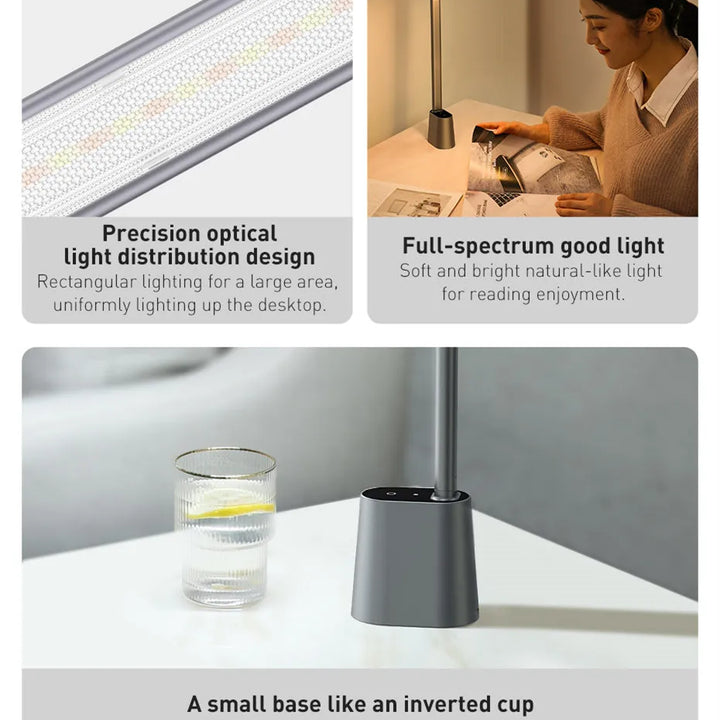 Baseus LED Desk Lamp Eye Protection Study Dimmable Office Light Foldable Table Lamp Smart Adaptive Brightness Bedside Read Lamp