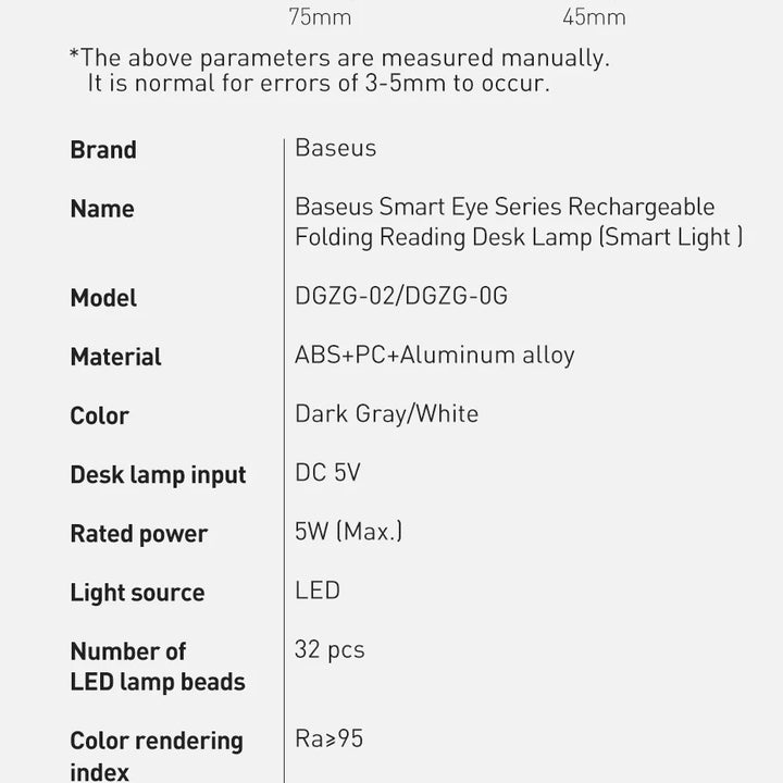 Baseus LED Desk Lamp Eye Protection Study Dimmable Office Light Foldable Table Lamp Smart Adaptive Brightness Bedside Read Lamp