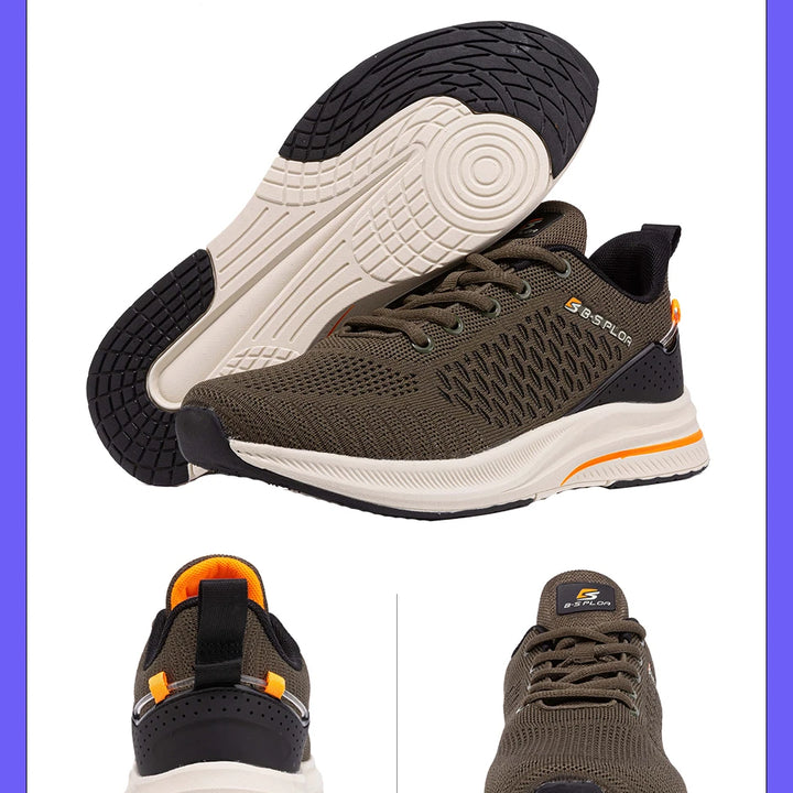 Baasploa New Men Knit Casual Walking Shoes Breathable Trendy Sneakers Original Lightweight Shock Absorption Male Tennis Shoes