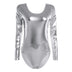 Women's Bodysuit for Adult Shiny Patent Leather Gymnastics Leotard Jumpsuit Long Sleeves Bodyuit Dancewear Rave Party Clubwear