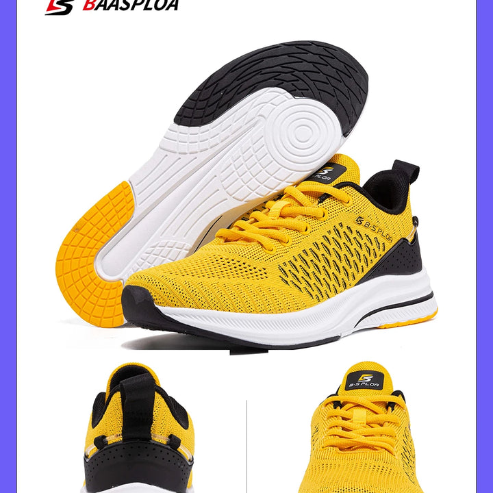 Baasploa New Men Knit Casual Walking Shoes Breathable Trendy Sneakers Original Lightweight Shock Absorption Male Tennis Shoes