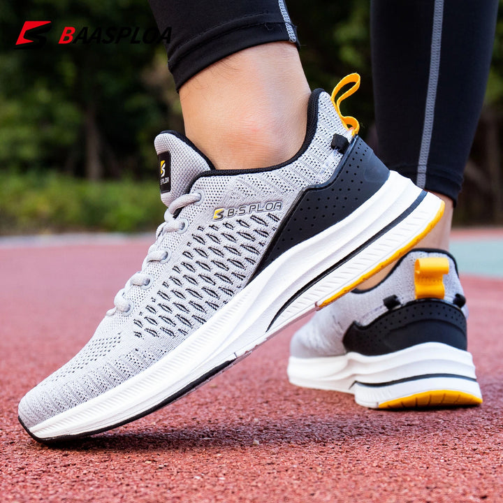 Baasploa New Men Knit Casual Walking Shoes Breathable Trendy Sneakers Original Lightweight Shock Absorption Male Tennis Shoes