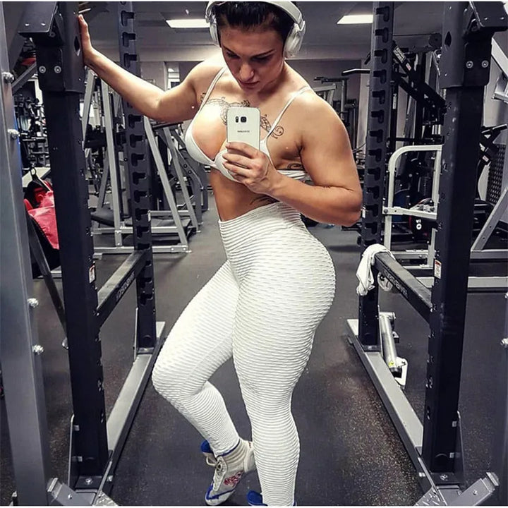 FCCEXIO 9 Colors New Fashion Jacquard High Waist Leggings Hot Sale Women Fitness Leggings PUSH UP Workout Booty Pants S-3XL