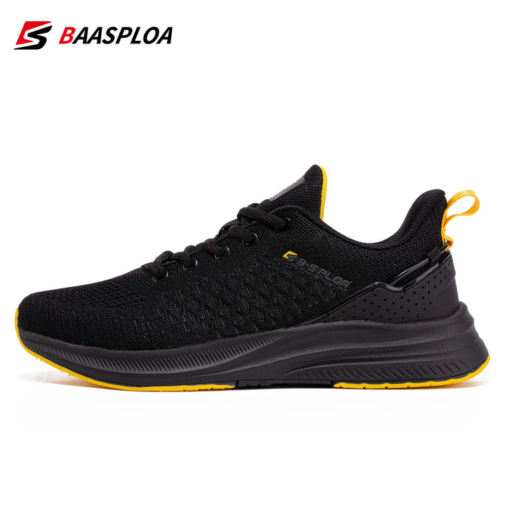 Baasploa New Men Knit Casual Walking Shoes Breathable Trendy Sneakers Original Lightweight Shock Absorption Male Tennis Shoes