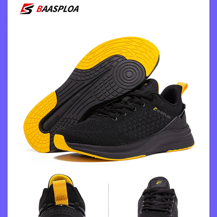 Baasploa New Men Knit Casual Walking Shoes Breathable Trendy Sneakers Original Lightweight Shock Absorption Male Tennis Shoes