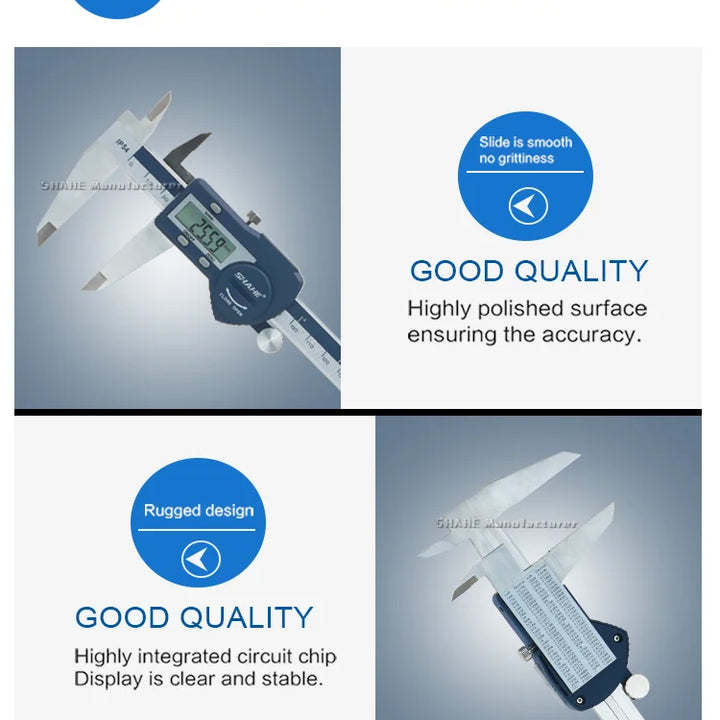 Digital Accurate Vernier Caliper Micrometer Paquimetro Digital Stainless Steel Vernier Caliper 200 mm Calliper Electronic Ruler
