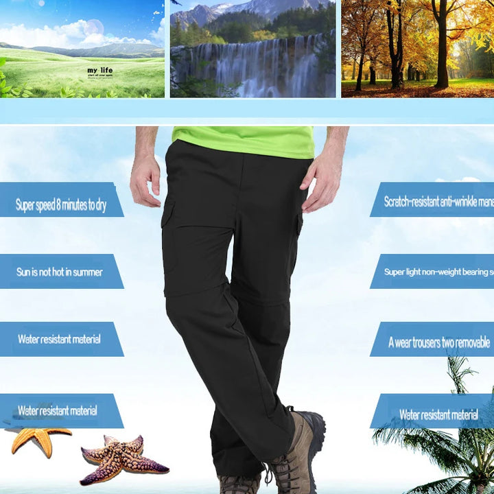 M-7XL Men's Summer Quick Dry Removable Hiking Pants Breathable Trousers Outdoor Sports Trekking Fishing Waterproof Shorts PN18