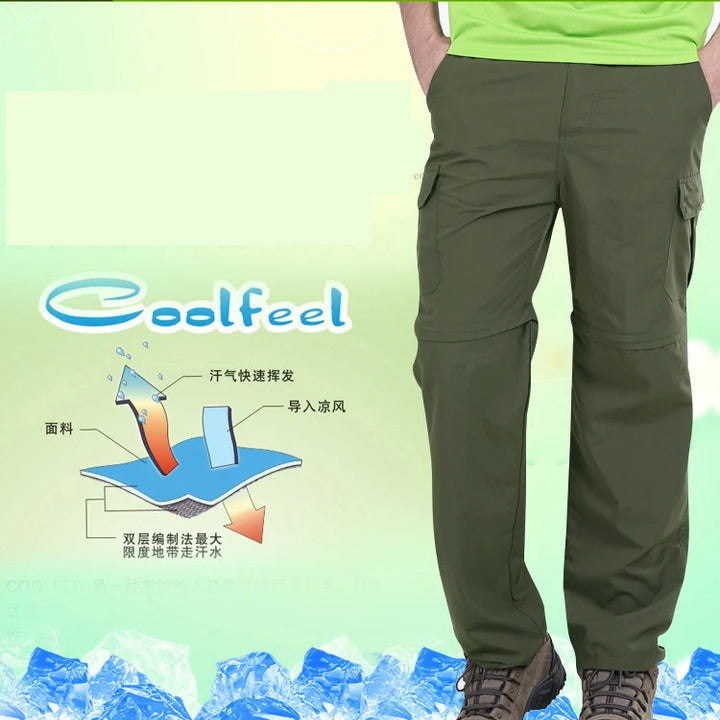 M-7XL Men's Summer Quick Dry Removable Hiking Pants Breathable Trousers Outdoor Sports Trekking Fishing Waterproof Shorts PN18