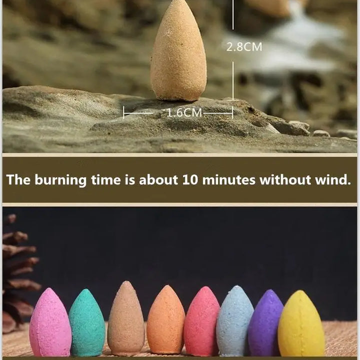 100Pcs Mixed Incense Cones Use For Backflow Incense Burner Anti-Odour Cone Incense Mix Scent