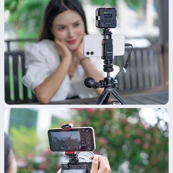 Ulanzi ST-06S Vertical Phone Mount Holder Tripod With Cold Shoe For Mic Light Phone Clip For iPhone 12 Vlog Holder Smartphone
