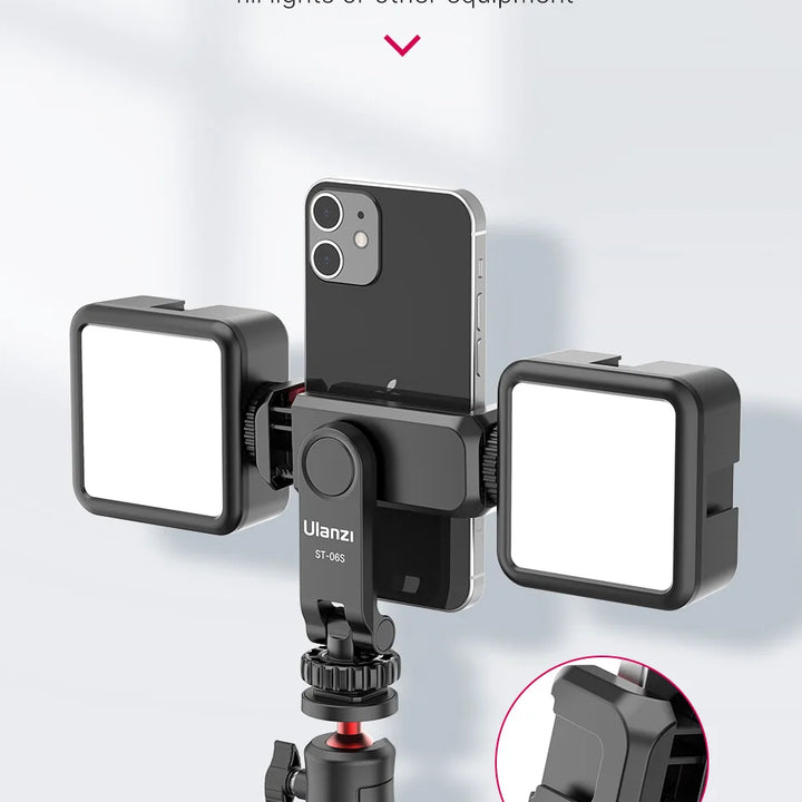 Ulanzi ST-06S Vertical Phone Mount Holder Tripod With Cold Shoe For Mic Light Phone Clip For iPhone 12 Vlog Holder Smartphone