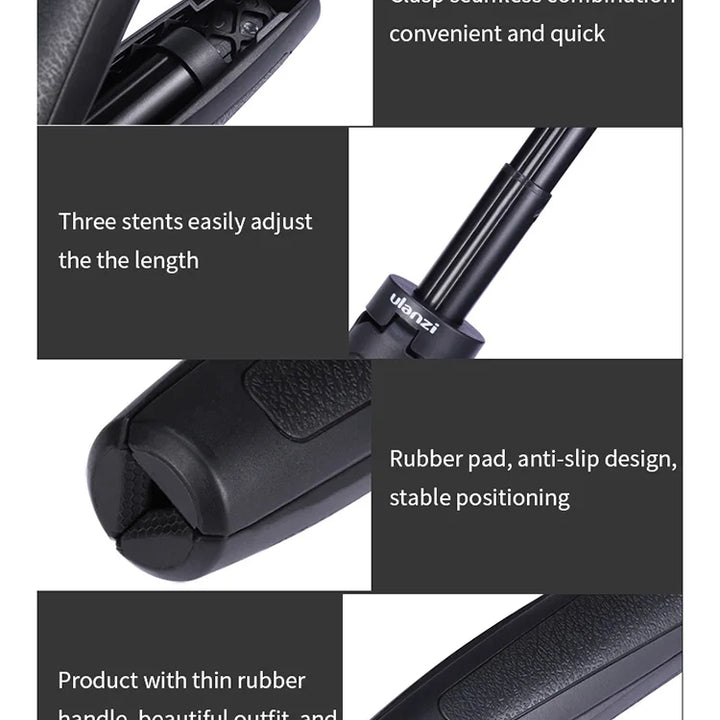 Ulanzi MT-09 Extend Gopro Vlog Tripod Mini Portable Tripod for Gopro Hero 12 11 10 9 8 7 6 Black Session Osmo Action insta360 X3
