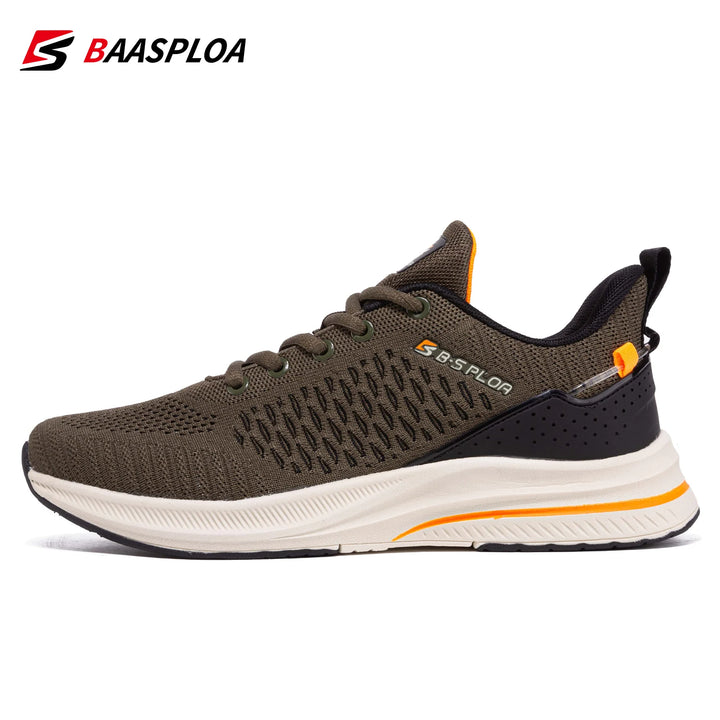 Baasploa New Men Knit Casual Walking Shoes Breathable Trendy Sneakers Original Lightweight Shock Absorption Male Tennis Shoes