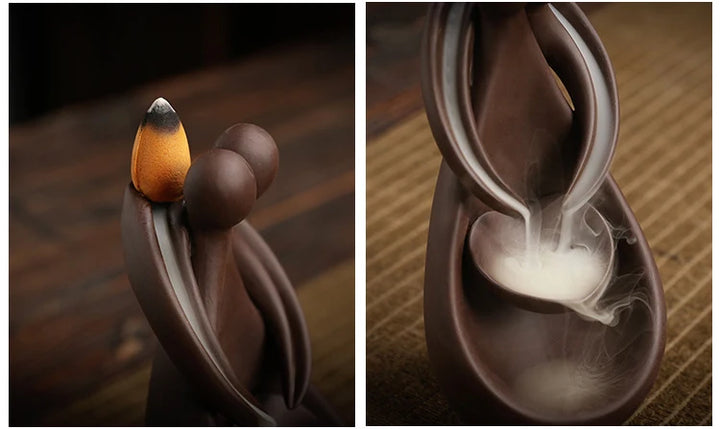 Ceramic Smoke Incense Burner Handmade Incense Stick Holder Fragrance  Backflow Waterfall Censer Creative Sticks for Home Decor