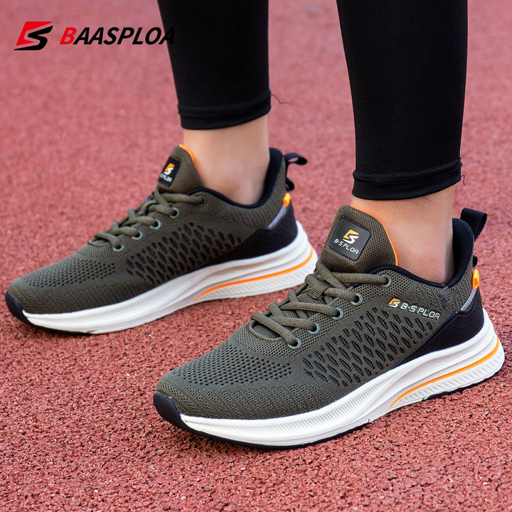 Baasploa New Men Knit Casual Walking Shoes Breathable Trendy Sneakers Original Lightweight Shock Absorption Male Tennis Shoes