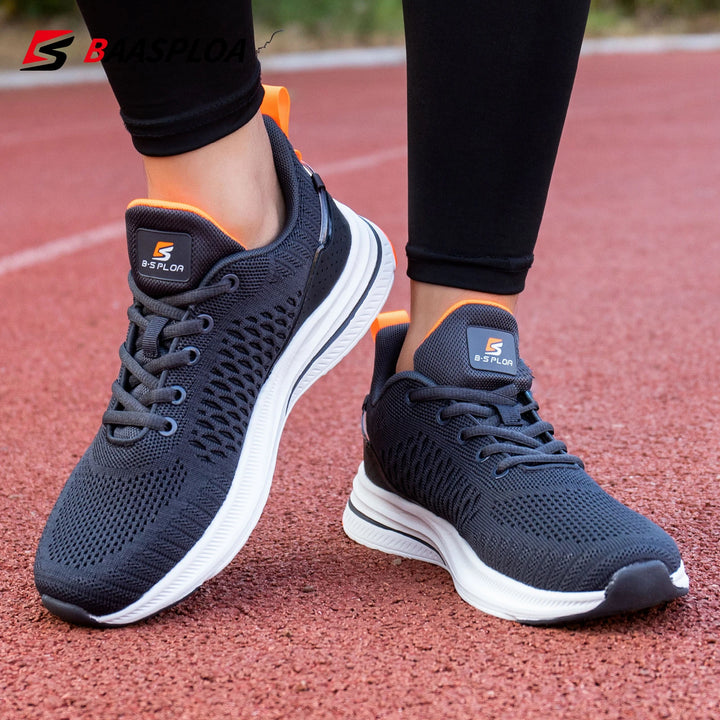 Baasploa New Men Knit Casual Walking Shoes Breathable Trendy Sneakers Original Lightweight Shock Absorption Male Tennis Shoes