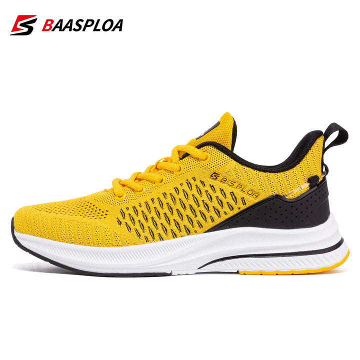 Baasploa New Men Knit Casual Walking Shoes Breathable Trendy Sneakers Original Lightweight Shock Absorption Male Tennis Shoes