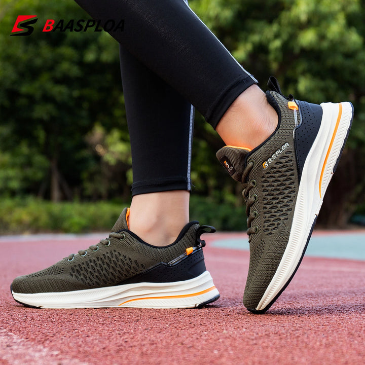 Baasploa New Men Knit Casual Walking Shoes Breathable Trendy Sneakers Original Lightweight Shock Absorption Male Tennis Shoes