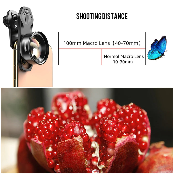APEXEL For dropshipping camera phone lens 100mm macro Mobile lens macro Camcorder lenses for iPhone Samsung all smartphone