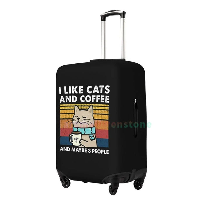 I Like Cats And Coffee Luggage Cover Suitcase Protector Thicken Elasticity Dust Covered Anti-scratch Protective Case 18-32 Inch