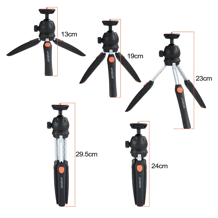 Andoer H20 Mini Tabletop Tripod Portable Foldable Phone Camera Tripod Stand with Removable Ball Head with 1/4 Inch Screw