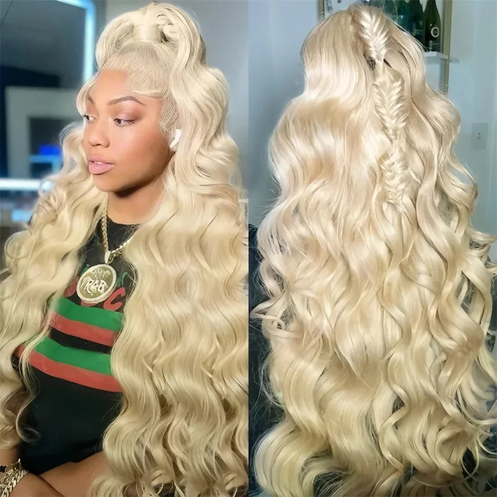 30 Inch 13x6 Lace Front Human Hair Wigs For Women 13x4 613  Honey Blonde Colored Wigs HD Transparent Body Wave Wigs