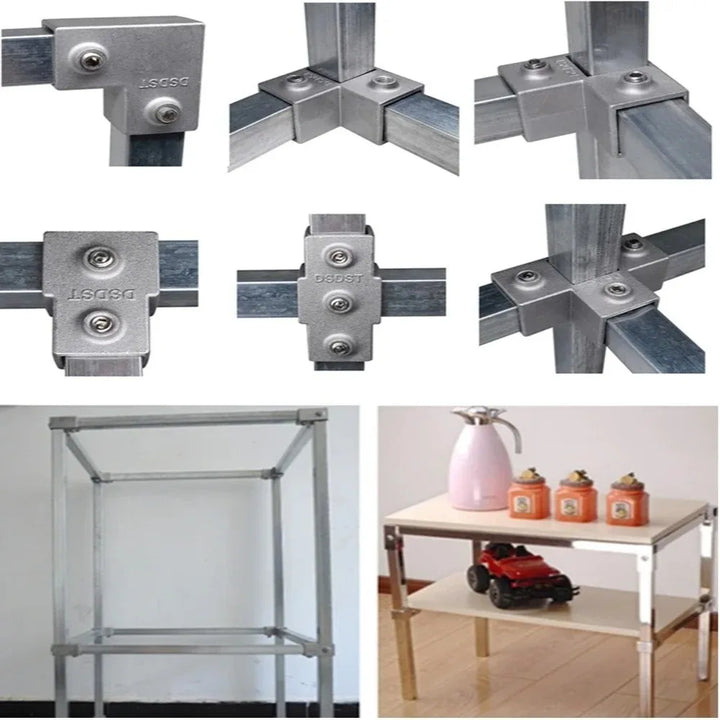 New Aluminum Alloy Square Tube Fixed Pipe Clamp Connector Accessories Aluminum Alloy Elbow Three-way Square