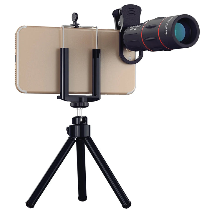 Mobile Phone Lenses 18X Telescope Monocular Zoom Camera Lens for IPhone 7 Samsung S8 with Tripod&Bluetooth Remote Control