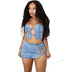 CM.YAYA Women Set Sleeveless Denim Strapless Tops and Mini Skirt Suits 2024 Sexy Hollow Out Beach Street Two 2 Piece Set Outfits