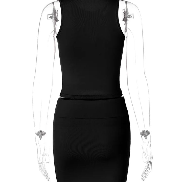 Dulzura Women 2024 Autumn Tank Tops Mini Skirts Party Club Streetwear Two Piece Matching Sets Wholesale Items For Business S3211