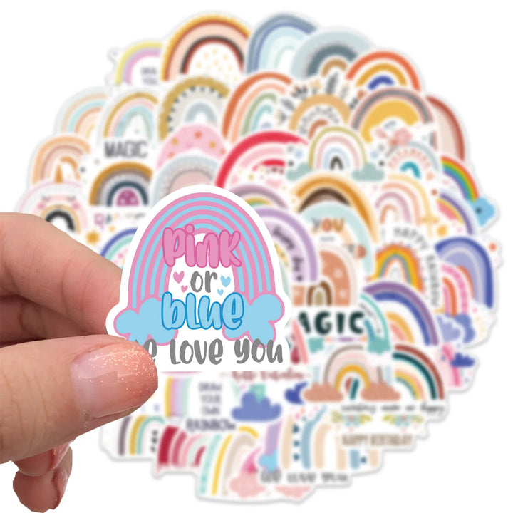 60pcs Cartoon Rainbow Stickerfor Gift Package Card Envelope Wrapping Party Baking Small Business Travel Luggage Classic Sticker