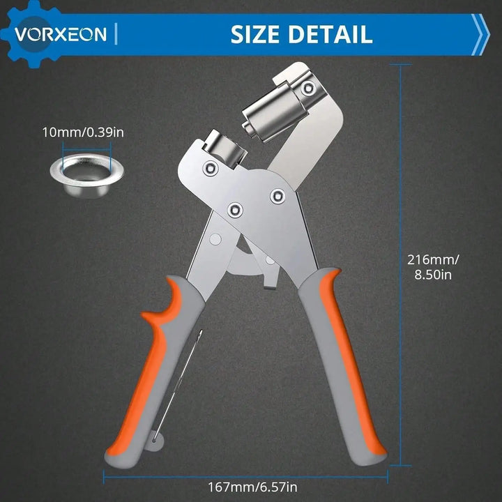 Grommet Tool Kit, 3/8 Inch(10mm) Metal Eyelet Pliers Hole Punch Tool For Leather Tarpaulins  PVC With 300Pcs Aluminum Eyelets