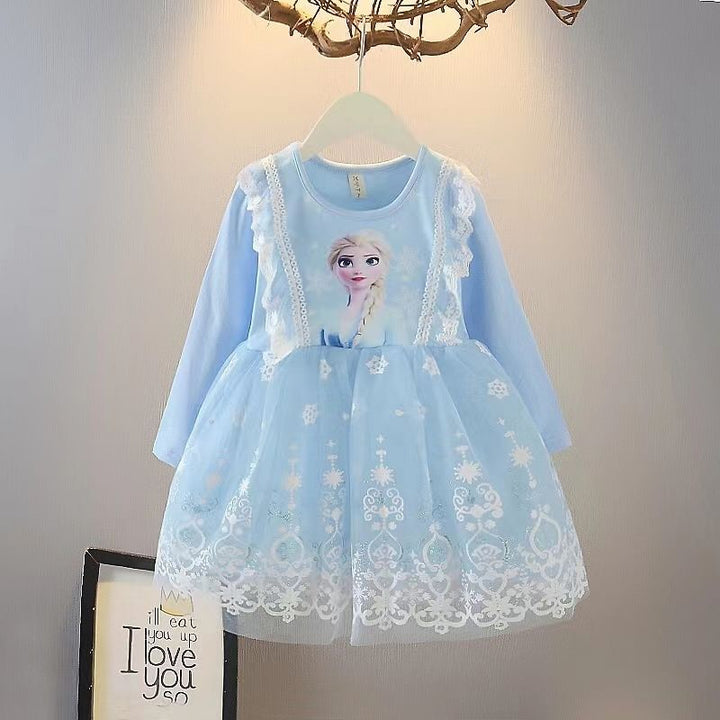 Girl's Cartoon Anime Frozen Elsa Princess Dress Baby Girl Cute Party Cospaly Costumes Halloween Carnival Ball Dresses 1-10 Years