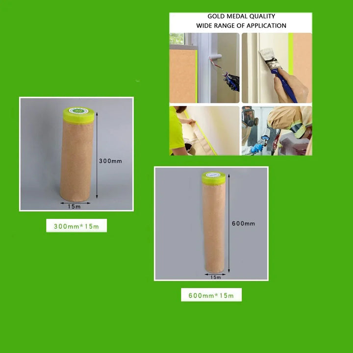 1 Roll Wall Treatment Pre Taped Masking Paper Covering For Painting Self Adhesive Spray Masking Protective Paper Wall Protector