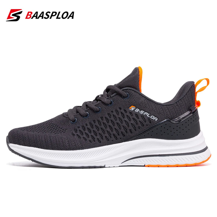 Baasploa New Men Knit Casual Walking Shoes Breathable Trendy Sneakers Original Lightweight Shock Absorption Male Tennis Shoes