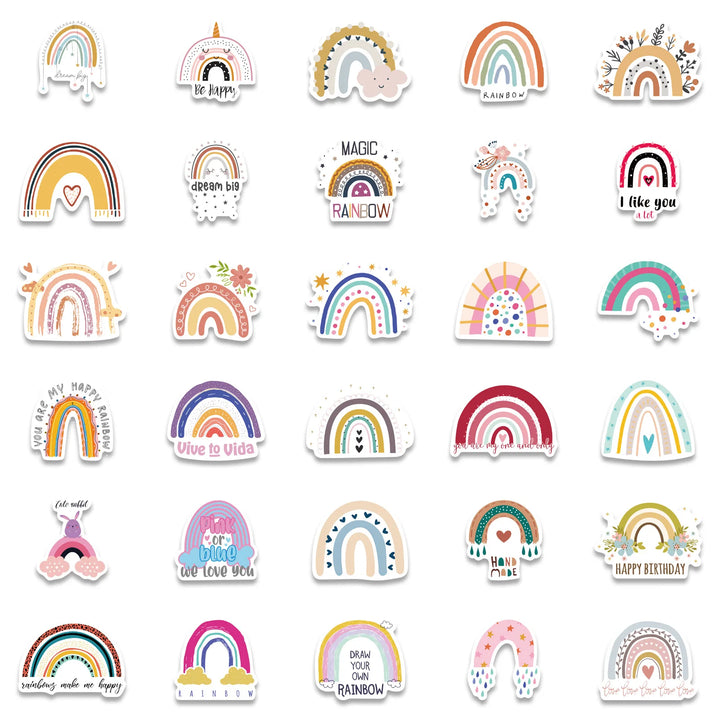 60pcs Cartoon Rainbow Stickerfor Gift Package Card Envelope Wrapping Party Baking Small Business Travel Luggage Classic Sticker