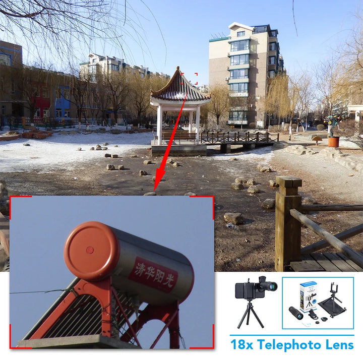 Mobile Phone Lenses 18X Telescope Monocular Zoom Camera Lens for IPhone 7 Samsung S8 with Tripod&Bluetooth Remote Control