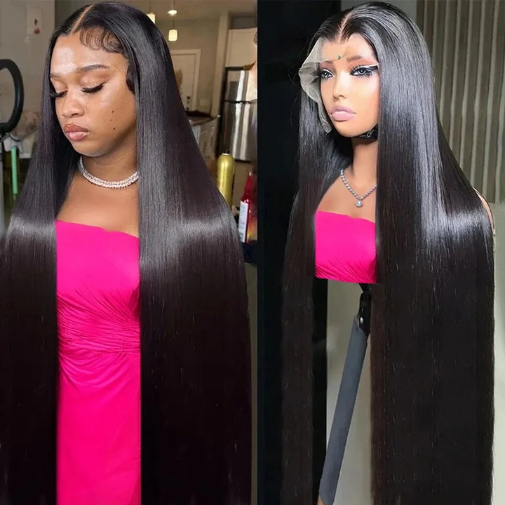 YKB 40 42 Inch Bone Straight 13x4 HD Lace Frontal Human Hair Wigs 200 Density 13x6 Lace Front Wig Brazilian PrePlucked For Women