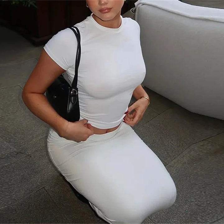 Casual Basic T-Shirts For Women Spring Summer New Short Sleeve O Neck Top Solid Simple Y2k Tees Lady Pullover Crop Tops Street