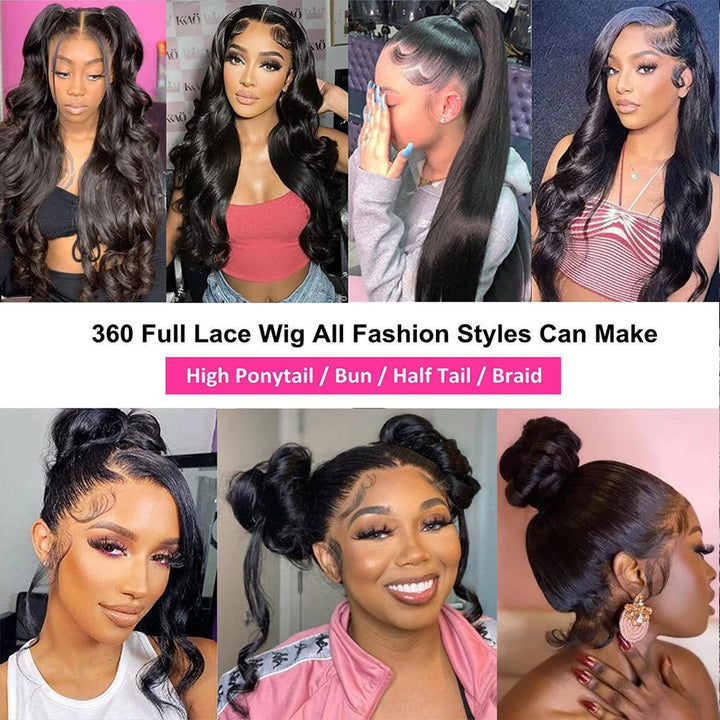 Body Wave 360 Lace Frontal Wig Transparent Lace Front Human Hair Wigs for Women Brazilian Water Wave 360 Full Lace Wig on Sale