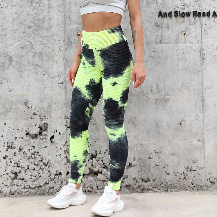 Yoga Pants Tie Dye Seamless Leggings Push Up Women Sports Fitness Contour Yoga Running Pants Elastic Nylon Tights Legging