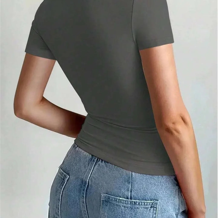 Casual Basic T-Shirts For Women Spring Summer New Short Sleeve O Neck Top Solid Simple Y2k Tees Lady Pullover Crop Tops Street