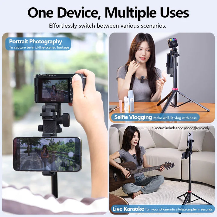 Ulanzi MT-78 Quick-Release Tripod with Cold Shoe Mount 1.85M Height with Flexible Ball Head for Selfie Vlogging Live Photograph