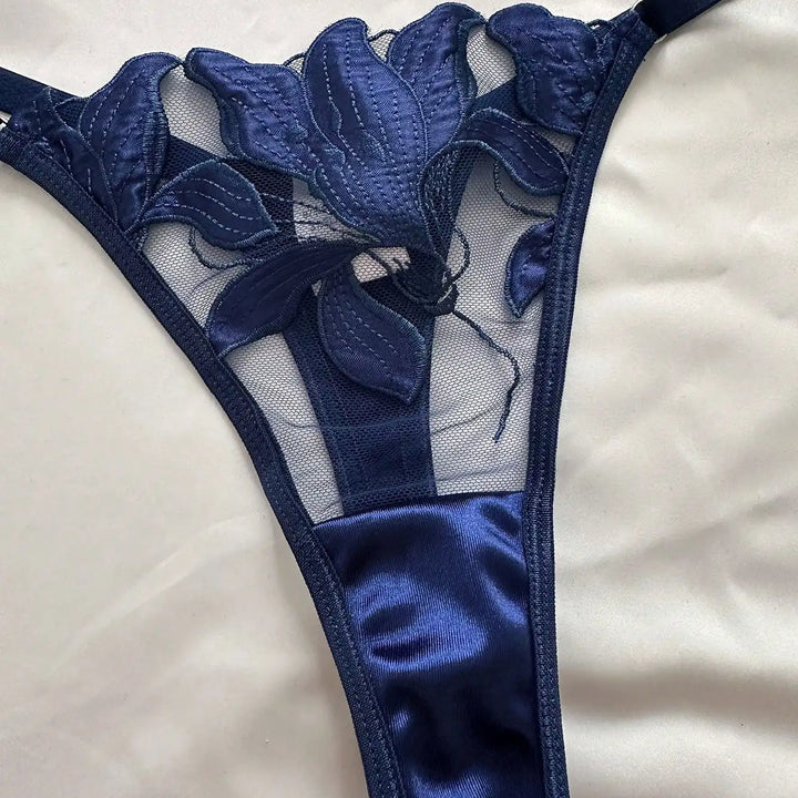 2024 Floral Embroidery Sexy Lingerie Set Women Thin Transparent Bralette Lace Push Up Bra Panty 2 Piece Sensual Lingerie Woman S