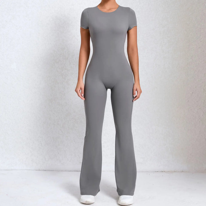 Women Sports Flared Pants Fitness Rompers Stretch Workout Bodysuits Jumpsuit Long Sleeves Gym Set Women's Yoga Suit Sportswear