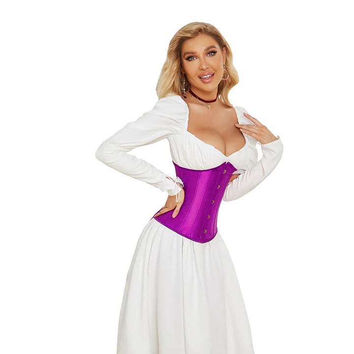 Blue Pink Purple Apricot White Red Brown Black Women Underbust Corset Lace Up Boned Waist Trainer Bustier Bauques Corselet