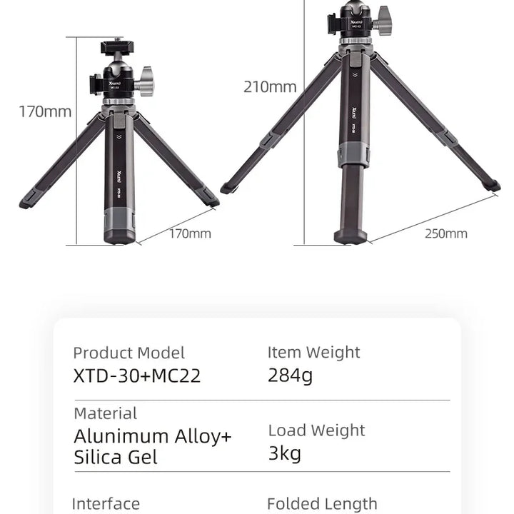 XILETU XTD20 XTD30 Mini Handheld Tripod for Mobile Phone Camera Live Streaming Photography Portable Pocket Holder Accessory