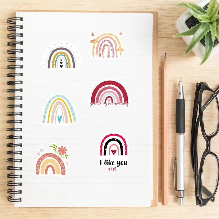 60pcs Cartoon Rainbow Stickerfor Gift Package Card Envelope Wrapping Party Baking Small Business Travel Luggage Classic Sticker