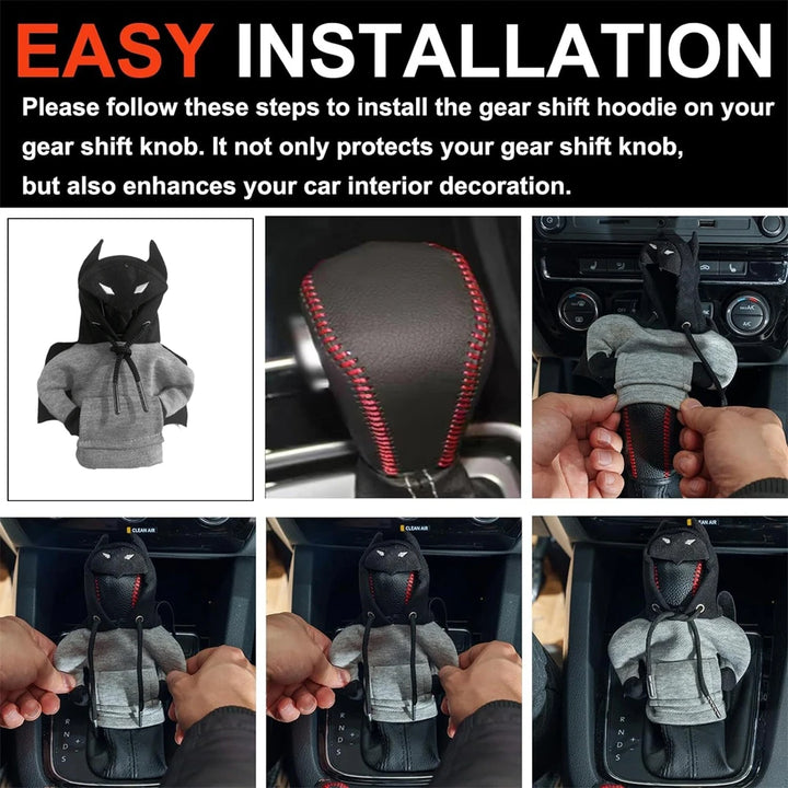 Bat Gear Shift Gearbox Cover Case Man Hooded Change Lever Sweatshirt Gear Shift Knob Cover Hoodie For Car Gear